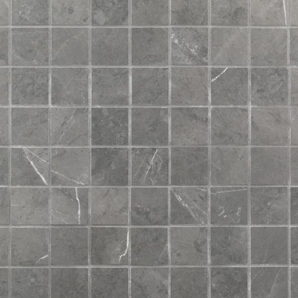 Commercial Floor | 1 sq. ft. Marble Tech Amani Gray 2×2 Matte Porcelain Mosaic Tile Dark Gray Matte Bathroom Bathroom