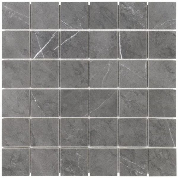 Commercial Floor | 1 sq. ft. Marble Tech Amani Gray 2×2 Matte Porcelain Mosaic Tile Dark Gray Matte Bathroom Bathroom