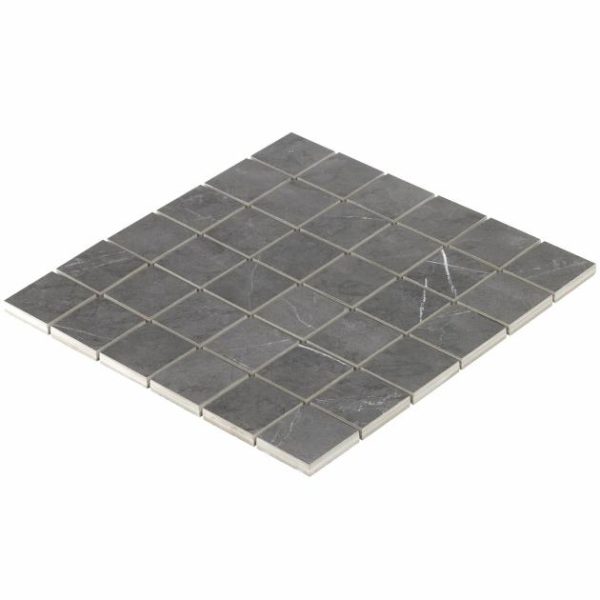 Commercial Floor | 1 sq. ft. Marble Tech Amani Gray 2×2 Matte Porcelain Mosaic Tile Dark Gray Matte Bathroom Bathroom