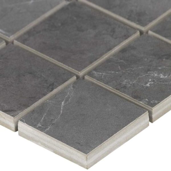 Commercial Floor | 1 sq. ft. Marble Tech Amani Gray 2×2 Matte Porcelain Mosaic Tile Dark Gray Matte Bathroom Bathroom