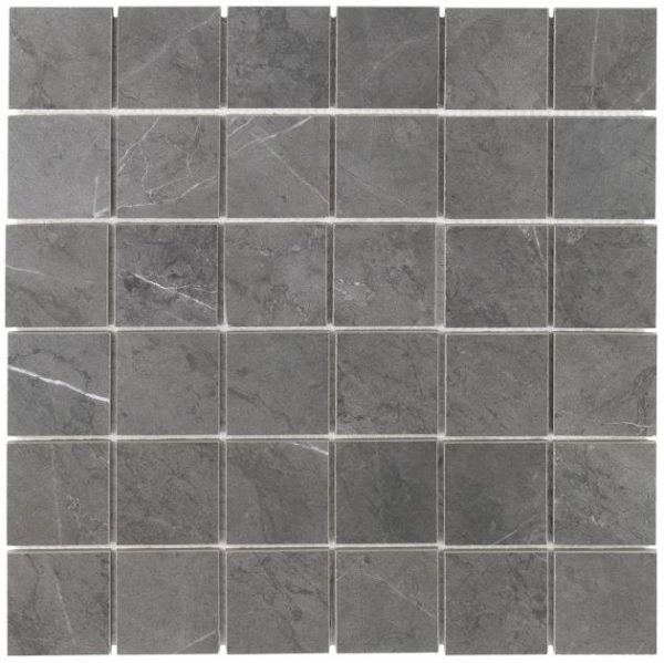 Commercial Floor | 1 sq. ft. Marble Tech Amani Gray 2×2 Matte Porcelain Mosaic Tile Dark Gray Matte Bathroom Bathroom