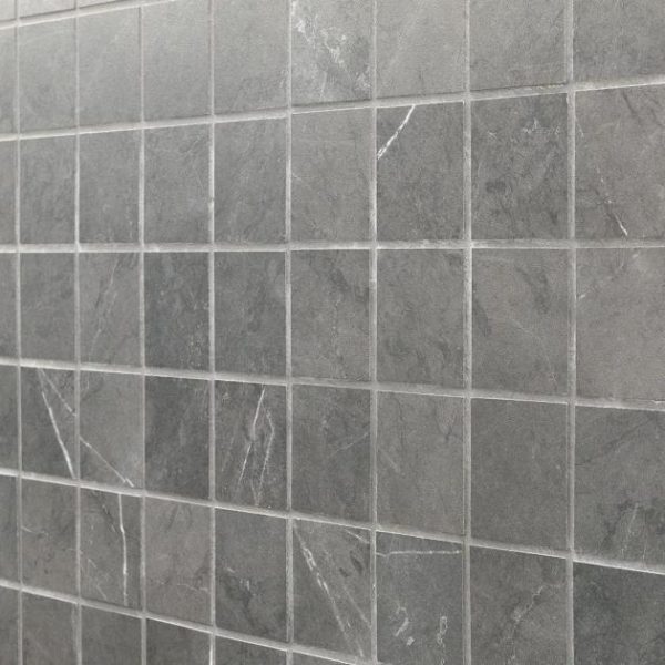 Commercial Floor | 1 sq. ft. Marble Tech Amani Gray 2×2 Matte Porcelain Mosaic Tile Dark Gray Matte Bathroom Bathroom