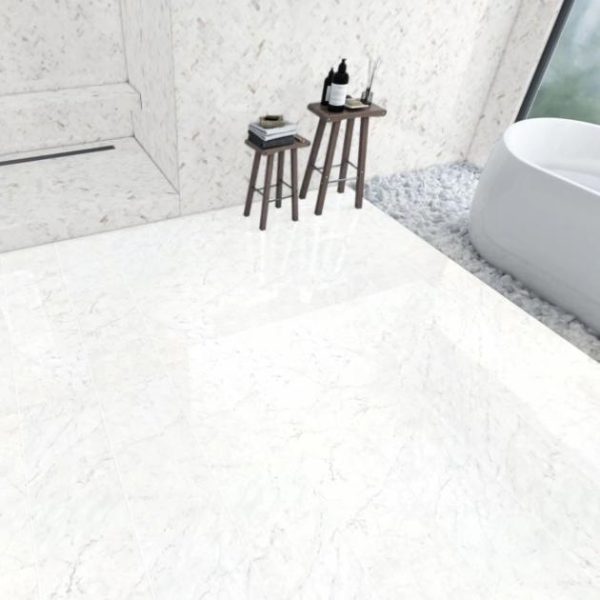 Commercial Floor | 1 sq. ft. Marble Tech Bianco Gioia 12×24 Polished Porcelain Tile White Polished Bathroom Bathroom