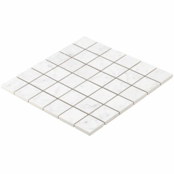 Commercial Floor | 1 sq. ft. Marble Tech Bianco Gioia 2×2 Matte Porcelain Mosaic Tile White Matte Backsplash & Kitchen Backsplash & Kitchen