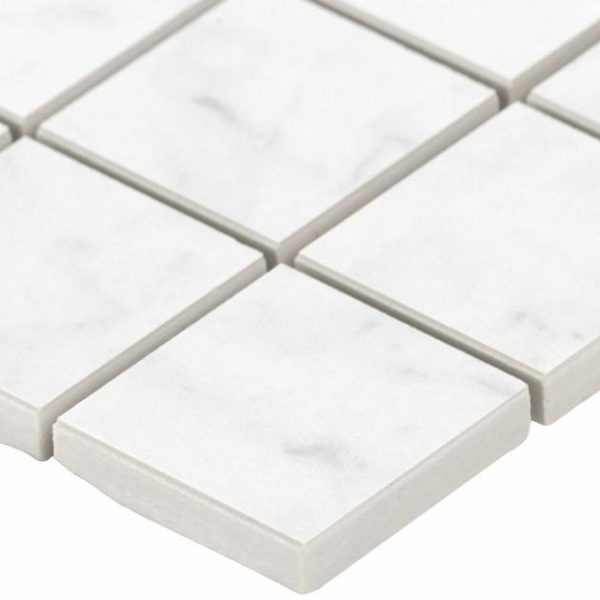 Commercial Floor | 1 sq. ft. Marble Tech Bianco Gioia 2×2 Matte Porcelain Mosaic Tile White Matte Backsplash & Kitchen Backsplash & Kitchen