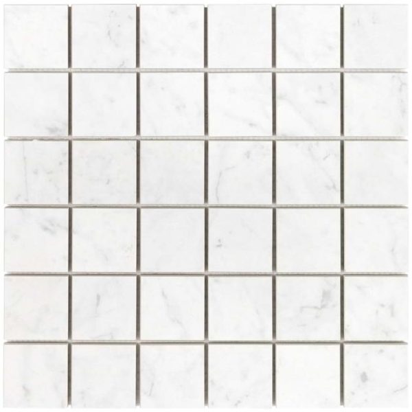 Commercial Floor | 1 sq. ft. Marble Tech Bianco Gioia 2×2 Matte Porcelain Mosaic Tile White Matte Backsplash & Kitchen Backsplash & Kitchen