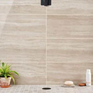 Commercial Floor | 1 sq. ft. Nashville Taupe Beige 12×24 Travertine Look Polished Porcelain Tile Taupe Polished Bathroom Bathroom