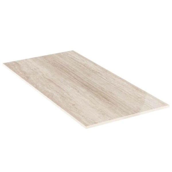 Commercial Floor | 1 sq. ft. Nashville Taupe Beige 12×24 Travertine Look Polished Porcelain Tile Taupe Polished Bathroom Bathroom