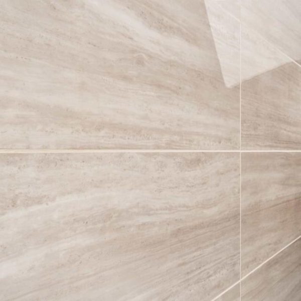 Commercial Floor | 1 sq. ft. Nashville Taupe Beige 12×24 Travertine Look Polished Porcelain Tile Taupe Polished Bathroom Bathroom