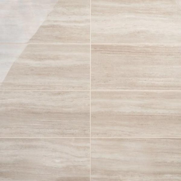 Commercial Floor | 1 sq. ft. Nashville Taupe Beige 12×24 Travertine Look Polished Porcelain Tile Taupe Polished Bathroom Bathroom