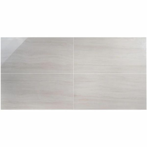 Commercial Floor | 1 sq. ft. Nashville White 24×48 Travertine Look Polished Porcelain Tile White Polished Bathroom Bathroom