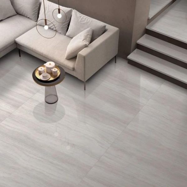 Commercial Floor | 1 sq. ft. Nashville White 24×48 Travertine Look Polished Porcelain Tile White Polished Bathroom Bathroom