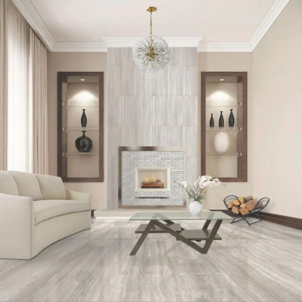 Commercial Floor | 1 sq. ft. Nashville White 24×48 Travertine Look Polished Porcelain Tile White Polished Bathroom Bathroom