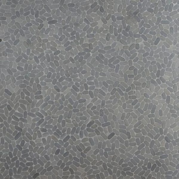 Commercial Floor | 1 sq. ft. Nature Oval Lava Black Pebble Honed Mosaic Tile Lava Black Bathroom Bathroom