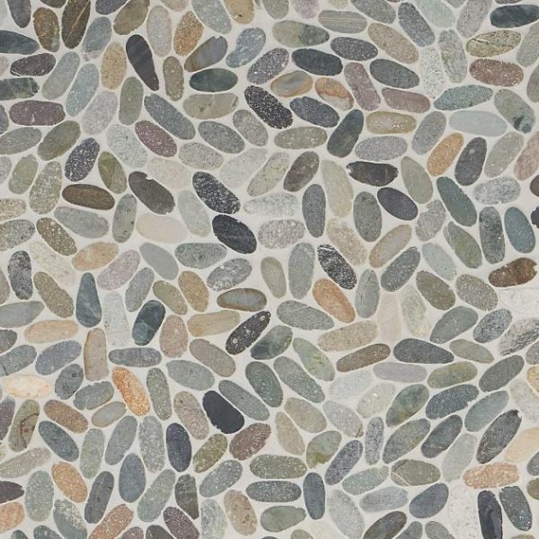 Commercial Floor | 1 sq. ft. Nature Oval Sumatra Blend Multicolor Pebble Honed Mosaic Tile Sumatra Blend Bathroom Bathroom