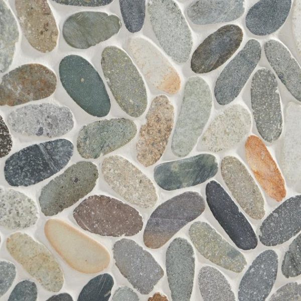 Commercial Floor | 1 sq. ft. Nature Oval Sumatra Blend Multicolor Pebble Honed Mosaic Tile Sumatra Blend Bathroom Bathroom