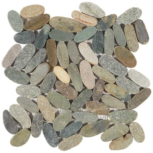 Commercial Floor | 1 sq. ft. Nature Oval Sumatra Blend Multicolor Pebble Honed Mosaic Tile Sumatra Blend Bathroom Bathroom