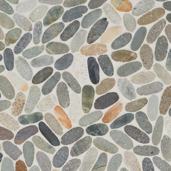 Commercial Floor | 1 sq. ft. Nature Oval Sumatra Blend Multicolor Pebble Honed Mosaic Tile Sumatra Blend Bathroom Bathroom