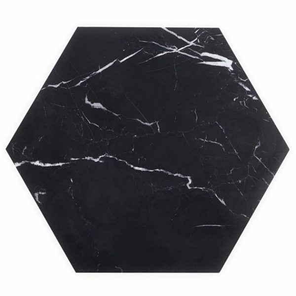 Commercial Floor | 1 sq. ft. Nero Marquina 10″ Hexagon Honed Marble Tile 10 Bathroom 10