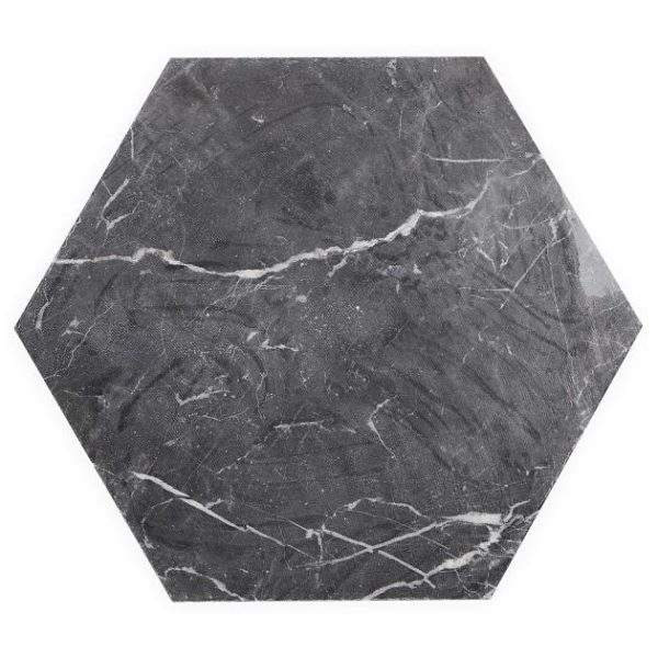 Commercial Floor | 1 sq. ft. Nero Marquina 10″ Hexagon Honed Marble Tile 10 Bathroom 10