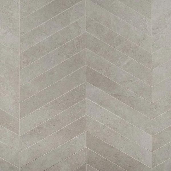 Commercial Floor | 1 sq. ft. New Rock Fumo Light Gray 4×21 Chevron Limestone Look Matte Porcelain Tile Light Gray Chevron Bathroom Bathroom