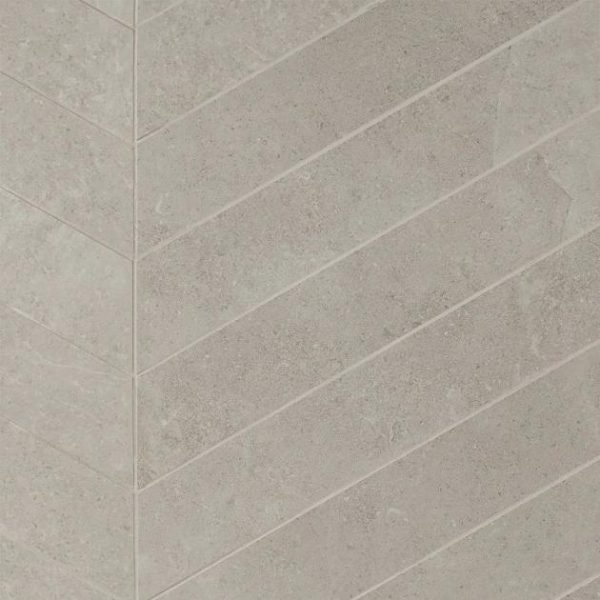 Commercial Floor | 1 sq. ft. New Rock Fumo Light Gray 4×21 Chevron Limestone Look Matte Porcelain Tile Light Gray Chevron Bathroom Bathroom