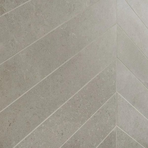 Commercial Floor | 1 sq. ft. New Rock Fumo Light Gray 4×21 Chevron Limestone Look Matte Porcelain Tile Light Gray Chevron Bathroom Bathroom