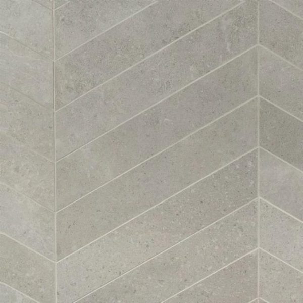 Commercial Floor | 1 sq. ft. New Rock Fumo Light Gray 4×21 Chevron Limestone Look Matte Porcelain Tile Light Gray Chevron Bathroom Bathroom