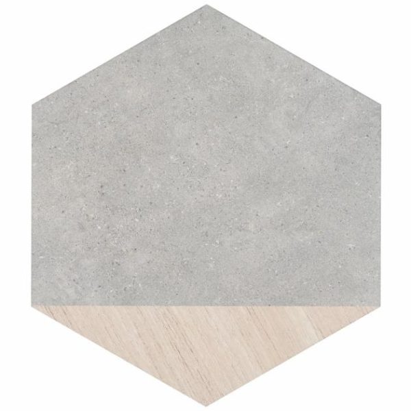 Commercial Floor | 1 sq. ft. Pergola Wood Gray 12.5″ Hexagon Matte Porcelain Tile Wood Gray Bathroom Bathroom