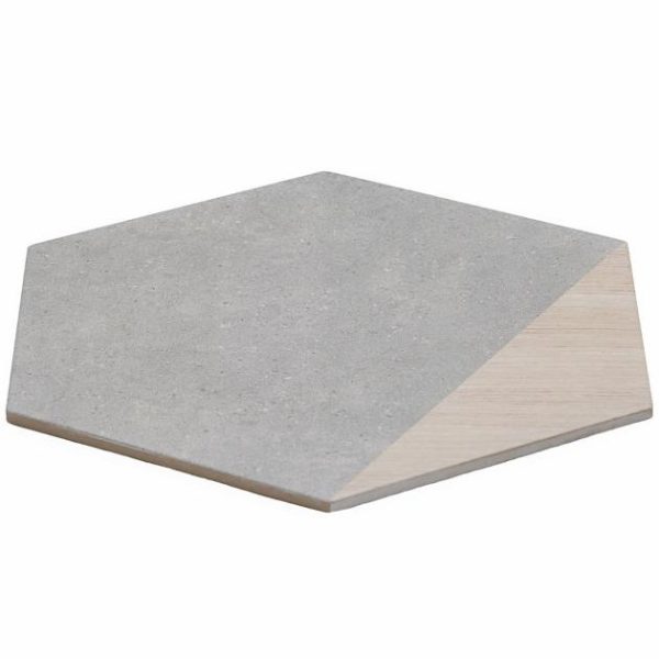 Commercial Floor | 1 sq. ft. Pergola Wood Gray 12.5″ Hexagon Matte Porcelain Tile Wood Gray Bathroom Bathroom