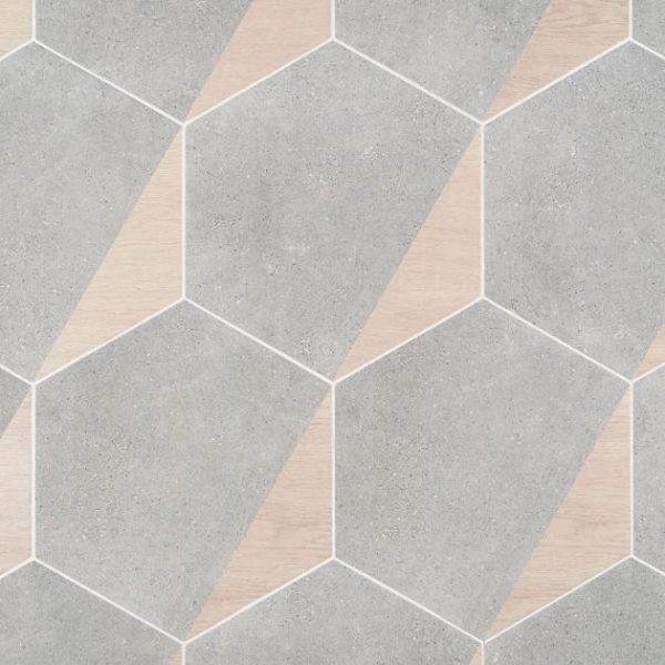 Commercial Floor | 1 sq. ft. Pergola Wood Gray 12.5″ Hexagon Matte Porcelain Tile Wood Gray Bathroom Bathroom