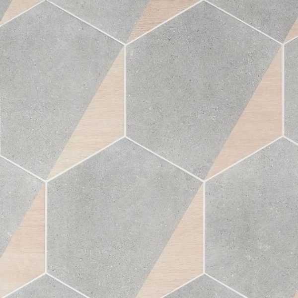 Commercial Floor | 1 sq. ft. Pergola Wood Gray 12.5″ Hexagon Matte Porcelain Tile Wood Gray Bathroom Bathroom