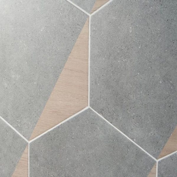 Commercial Floor | 1 sq. ft. Pergola Wood Gray 12.5″ Hexagon Matte Porcelain Tile Wood Gray Bathroom Bathroom