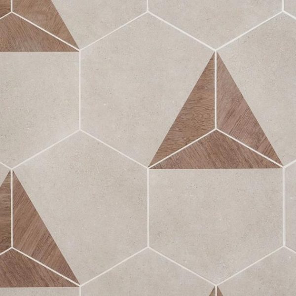 Commercial Floor | 1 sq. ft. Pergola Wood Taupe 12.5″ Hexagon Matte Porcelain Tile Wood Taupe Bathroom Bathroom