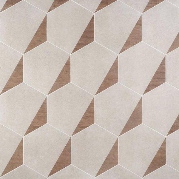 Commercial Floor | 1 sq. ft. Pergola Wood Taupe 12.5″ Hexagon Matte Porcelain Tile Wood Taupe Bathroom Bathroom