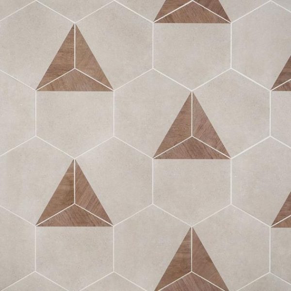 Commercial Floor | 1 sq. ft. Pergola Wood Taupe 12.5″ Hexagon Matte Porcelain Tile Wood Taupe Bathroom Bathroom