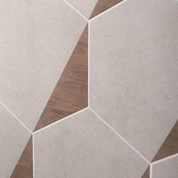 Commercial Floor | 1 sq. ft. Pergola Wood Taupe 12.5″ Hexagon Matte Porcelain Tile Wood Taupe Bathroom Bathroom