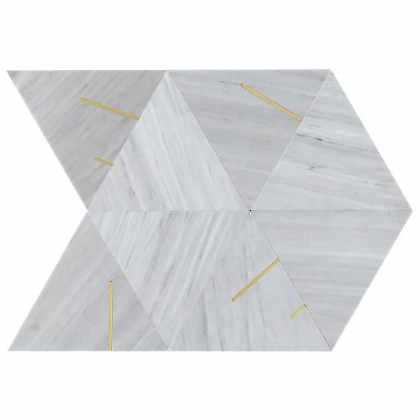 Commercial Floor | 1 sq. ft. Ravi Gray Polished Marble and Brass Mosaic Tile Gray Backsplash & Kitchen Backsplash & Kitchen