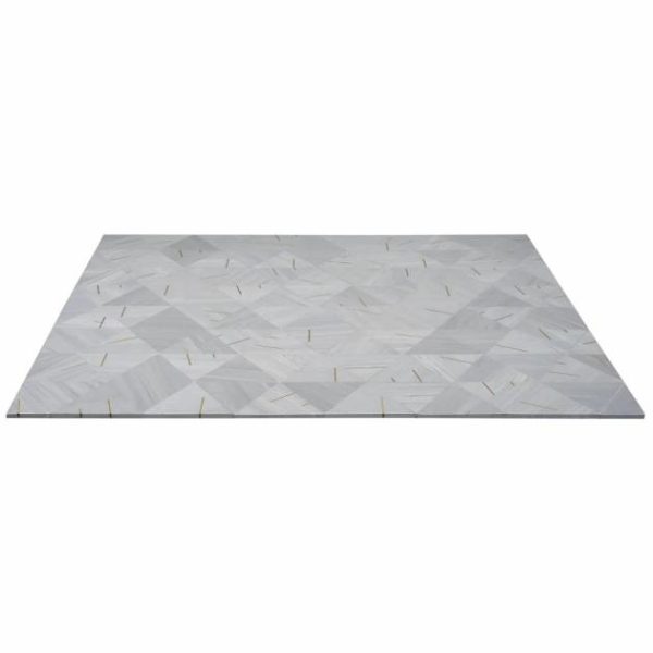 Commercial Floor | 1 sq. ft. Ravi Gray Polished Marble and Brass Mosaic Tile Gray Backsplash & Kitchen Backsplash & Kitchen