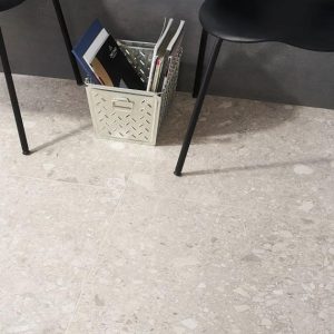 Commercial Floor | 1 sq. ft. Rizo Gray 24×24 Terrazzo Look Matte Porcelain Tile Gray Matte Bathroom Bathroom