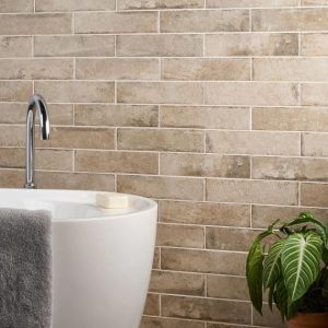 Commercial Floor | 1 sq. ft. Seville Delfi Dark Beige 3×12 Travertine Look Matte Porcelain Tile Delfi Bathroom Bathroom