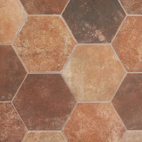 Commercial Floor | 1 sq. ft. Terra Pompeii Marron Brown 8″ Hexagon Matte Porcelain Tile Marron Bathroom Bathroom