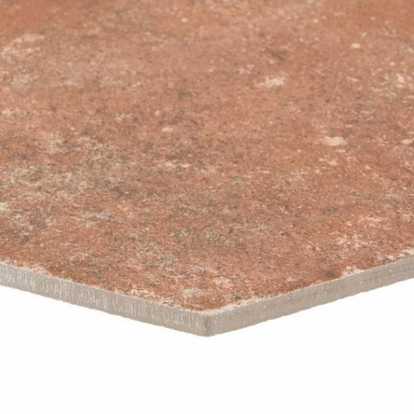 Commercial Floor | 1 sq. ft. Terra Pompeii Marron Brown 8″ Hexagon Matte Porcelain Tile Marron Bathroom Bathroom