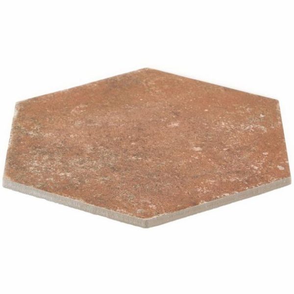 Commercial Floor | 1 sq. ft. Terra Pompeii Marron Brown 8″ Hexagon Matte Porcelain Tile Marron Bathroom Bathroom