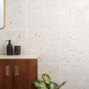 Commercial Floor | 1 sq. ft. True Terrazzo Dove Gray 16×16 Polished Terrazzo Tile Dove Bathroom Bathroom