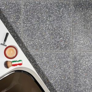 Commercial Floor | 1 sq. ft. True Terrazzo Purbeck Gray 16×16 Polished Terrazzo Tile Purbeck Bathroom Bathroom