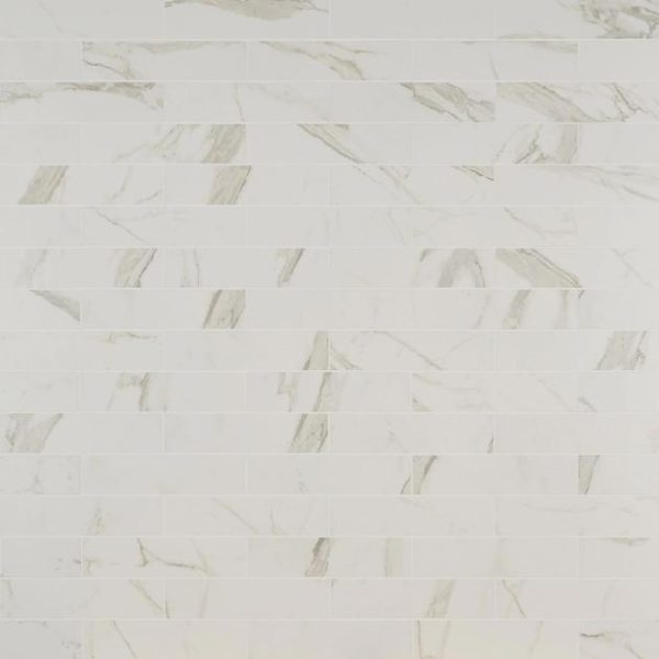 Commercial Floor | 1 sq. ft. Versilia Calacatta Oro White 3×12 Polished Porcelain Subway Tile Calacatta Polished Bathroom Bathroom