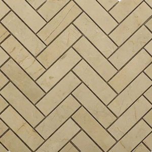 Crema Marfil | 1 sq. ft. Crema Marfil Beige 1×3 Herringbone Marble Polished Mosaic Tile Herringbone Crema Marfil Crema Marfil