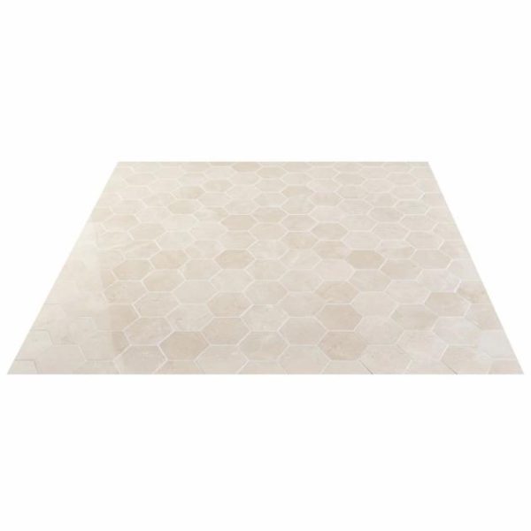 Crema Marfil | 1 sq. ft. Crema Marfil Beige 4″ Hexagon Polished Mosaic Tile 4 Stone 4