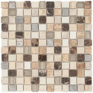 Crema Marfil | 1 sq. ft. Esker Windrift 1″ Squares Marble & Glass Tile Windrift Squares Crema Marfil Crema Marfil